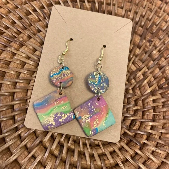 Colorful dangle earrings, handmade - Picture 2 of 4